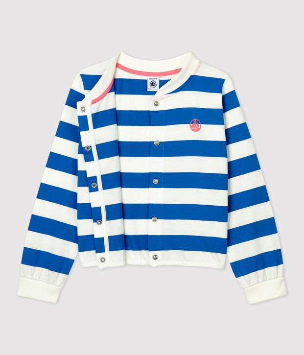 C&aacute;rdigan de algod&oacute;n de ni&ntilde;a azul/blanco